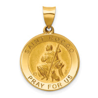 14K Polished / Satin St. Rocco Hollow Medal Pendant-XR1695