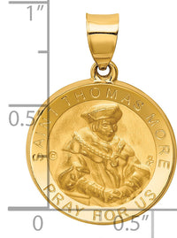 14K Polished / Satin St. Thomas More Hollow Medal Pendant-XR1696