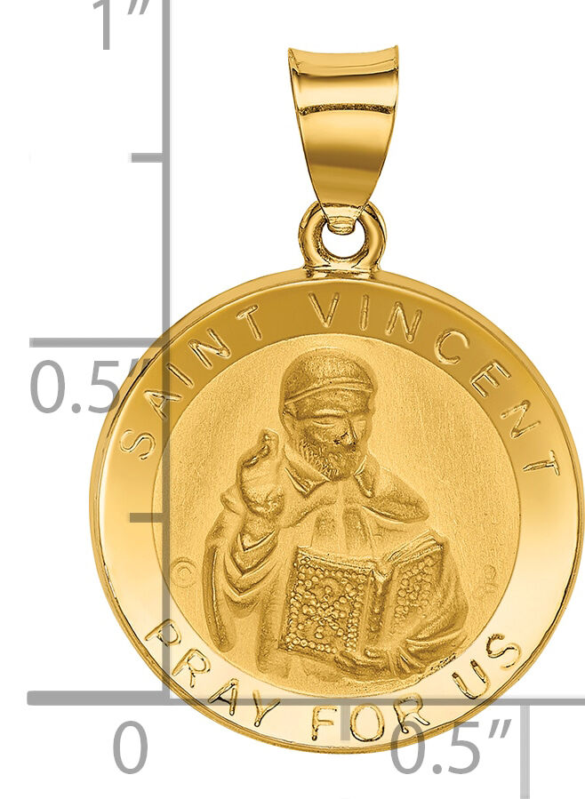 14K Polished / Satin St. Vincent Hollow Medal Pendant-XR1697