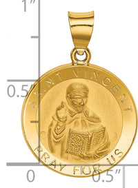 14K Polished / Satin St. Vincent Hollow Medal Pendant-XR1697