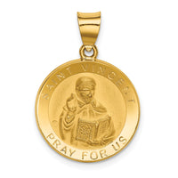 14K Polished / Satin St. Vincent Hollow Medal Pendant-XR1697
