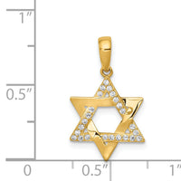 14k Polished CZ Star of David Pendant-XR1702