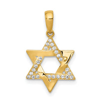 14k Polished CZ Star of David Pendant-XR1702