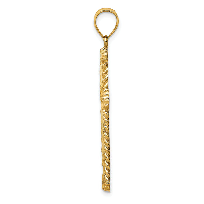 14K Diamond-cut Cross Pendant-XR1703