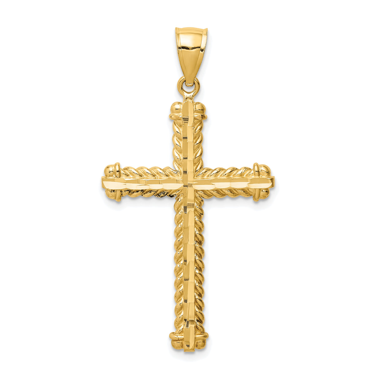 14K Diamond-cut Cross Pendant-XR1703