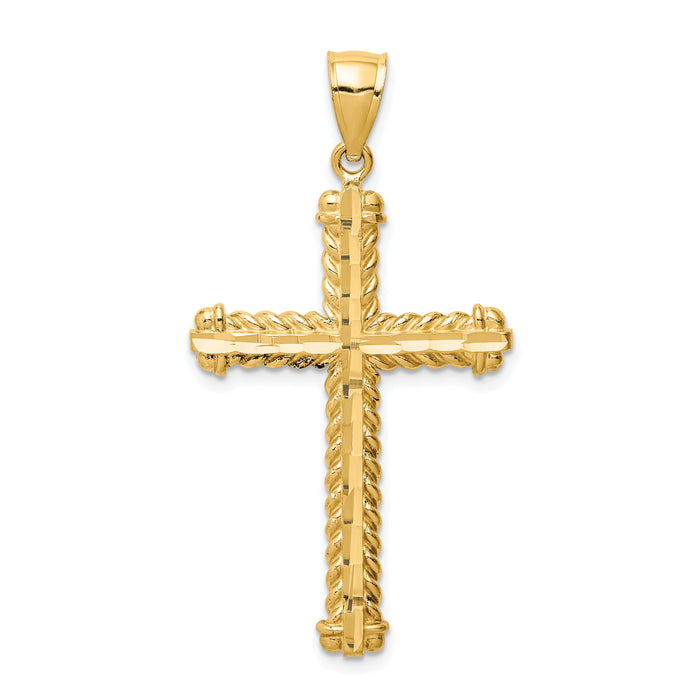 14K Diamond-cut Cross Pendant-XR1703