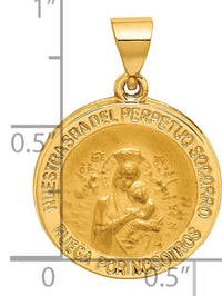14K Hollow Polished/Satin Spanish Perpetuo Socorro Medal-XR1705