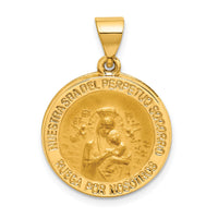 14K Hollow Polished/Satin Spanish Perpetuo Socorro Medal-XR1705