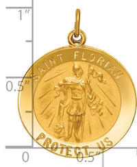 14k Solid Polished/Satin Round St. Florian Medal-XR1708