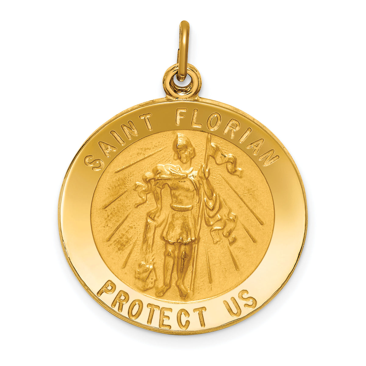 14k Solid Polished/Satin Round St. Florian Medal-XR1708