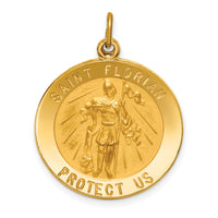 14k Solid Polished/Satin Round St. Florian Medal-XR1708