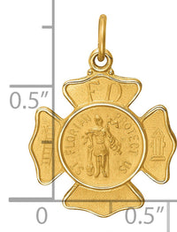 14k Solid Polished/Satin Small St. Florian Fire Dept. Badge Medal-XR1709