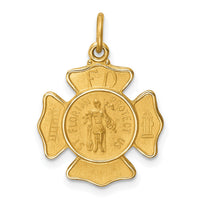 14k Solid Polished/Satin Small St. Florian Fire Dept. Badge Medal-XR1709