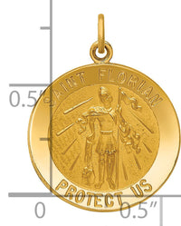 14k Solid Polished/Satin Medium St. Florian Medal-XR1712