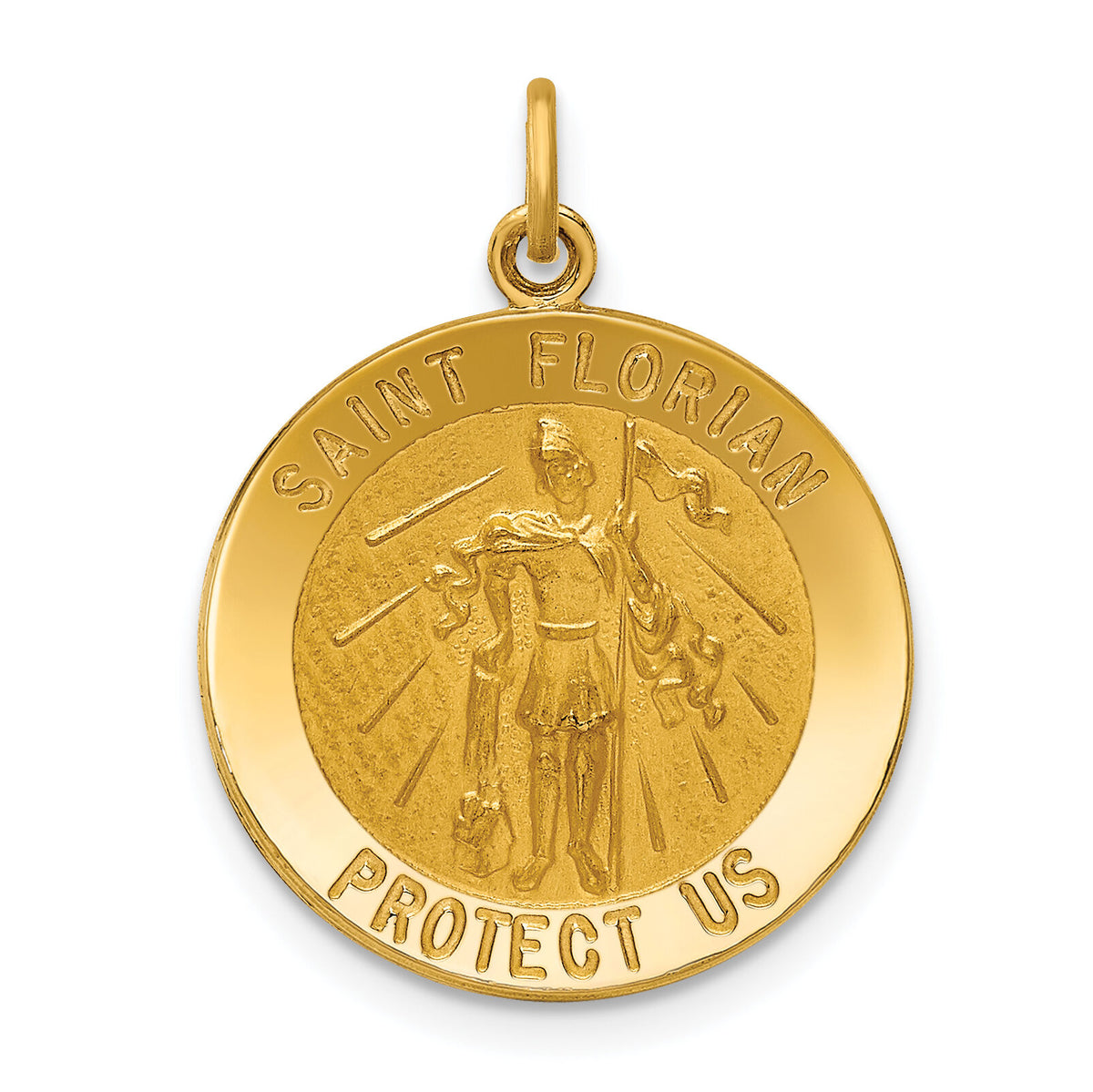 14k Solid Polished/Satin Medium St. Florian Medal-XR1712