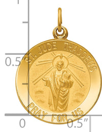14k Solid Polished/Satin Small Round St. Jude Thaddeus Medal-XR1715