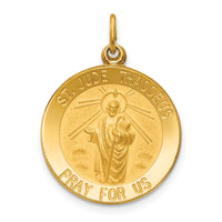 14k Solid Polished/Satin Small Round St. Jude Thaddeus Medal-XR1715