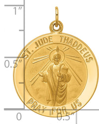 14k Solid Polished/Satin Medium Round St. Jude Thaddeus Medal-XR1716