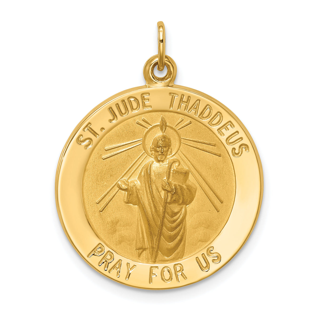 14k Solid Polished/Satin Medium Round St. Jude Thaddeus Medal-XR1716