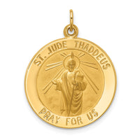 14k Solid Polished/Satin Medium Round St. Jude Thaddeus Medal-XR1716