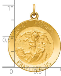 14k Solid Polished/Satin Medium Round St. Michael Medal-XR1718