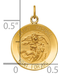 14k Solid Polished/Satin Small Round St. Michael Medal-XR1719