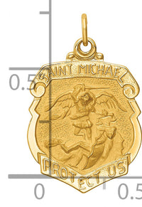 14k Solid Polished/Satin Small St. Michael Badge Medal-XR1721