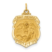 14k Solid Polished/Satin Small St. Michael Badge Medal-XR1721
