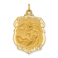 14k Solid Polished/Satin Large St. Michael Badge Medal-XR1722