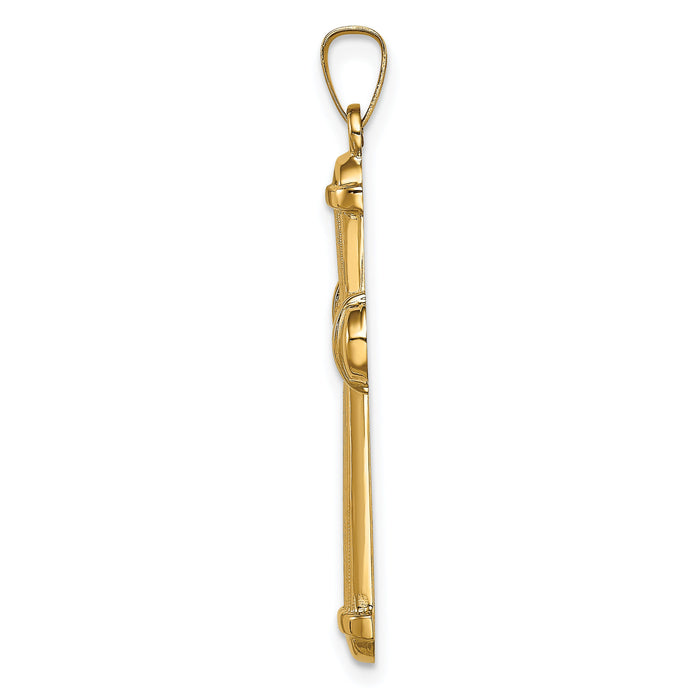 14k Hollow Polished Cross-XR1724
