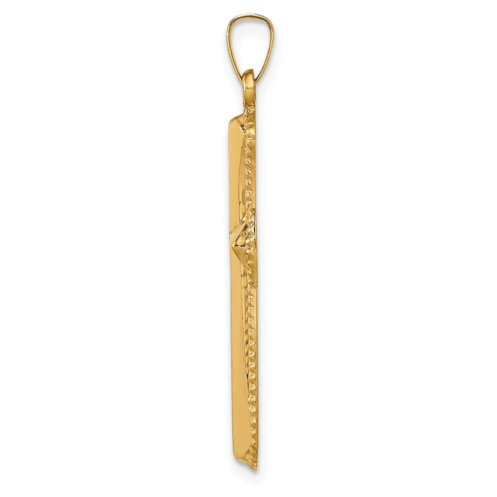 14k Hollow Polished Beaded Edge Cross-XR1725