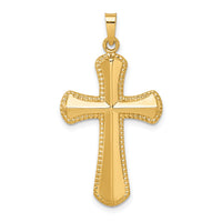14k Hollow Polished Beaded Edge Cross-XR1725