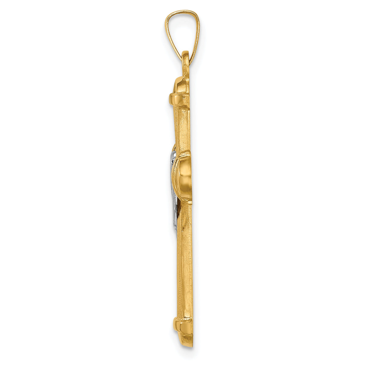 14k Two-tone Hollow Polished Draped Cross-XR1728