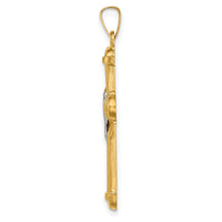 14k Two-tone Hollow Polished Draped Cross-XR1728