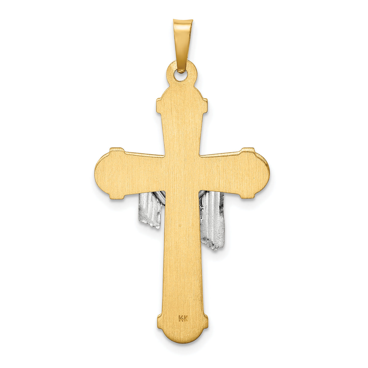 14k Two-tone Hollow Polished Draped Cross-XR1728
