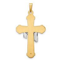 14k Two-tone Hollow Polished Draped Cross-XR1728