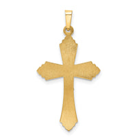 14k Two-tone Hollow Polished Fleur de Lis Crucifix-XR1729