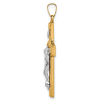 14k Two-tone Hollow Polished Center X Crucifix-XR1731