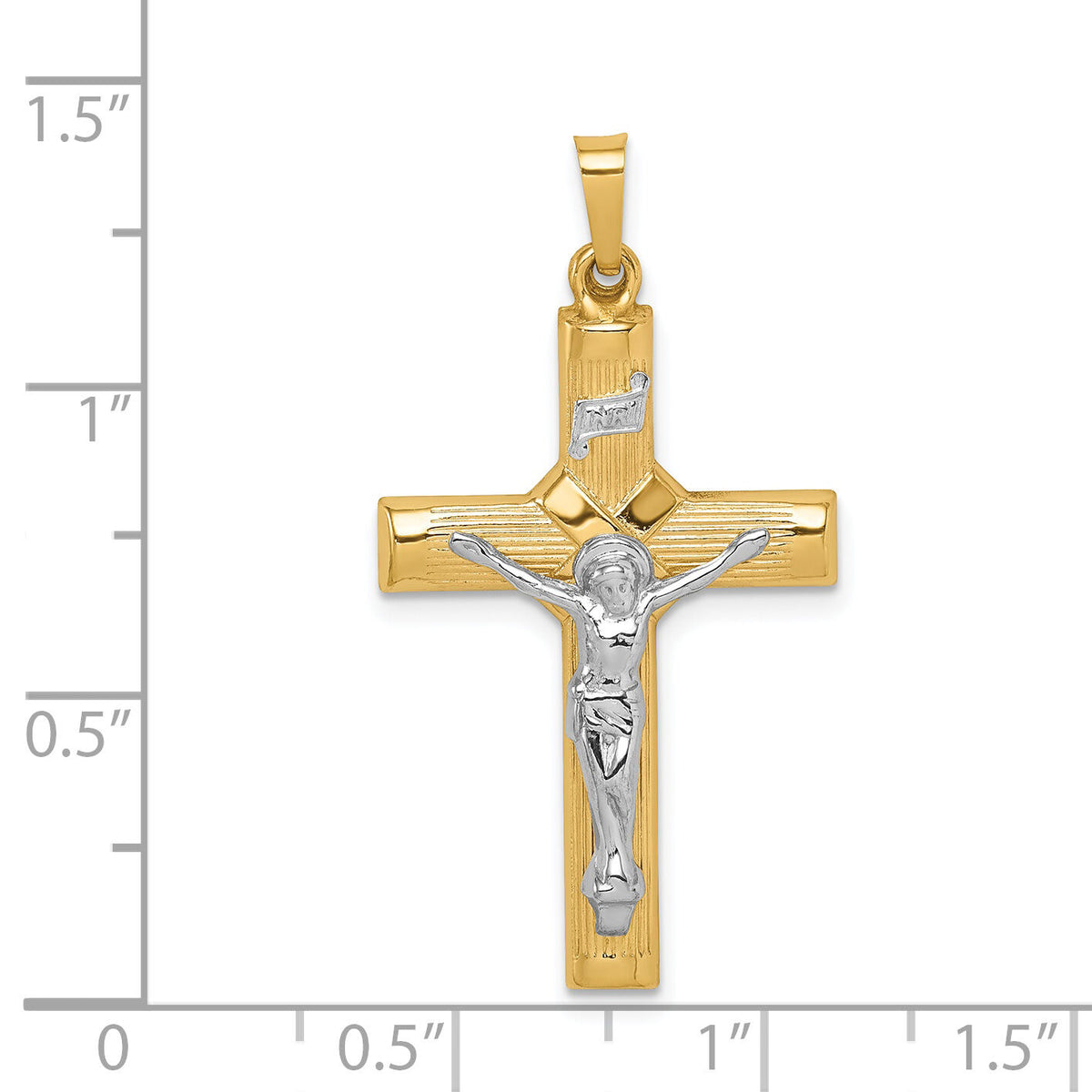 14k Two-tone Hollow Polished Center X Crucifix-XR1731