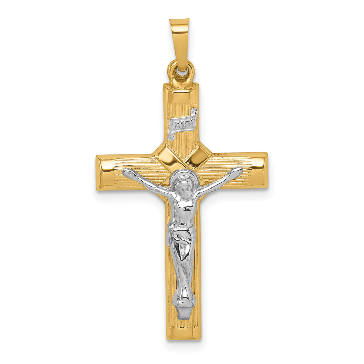 14k Two-tone Hollow Polished Center X Crucifix-XR1731