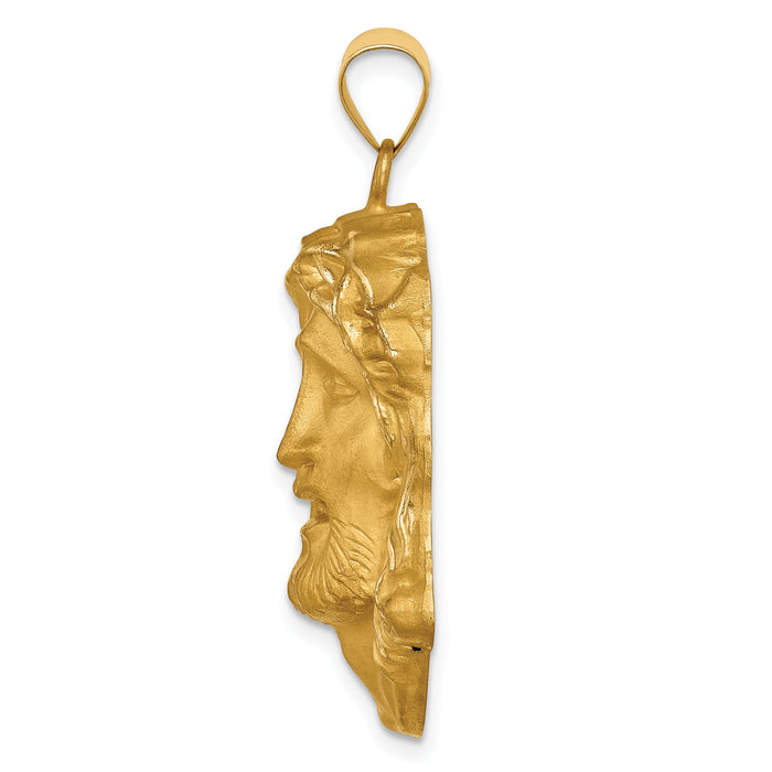 14k Hollow Polished/Satin Large Jesus Medal-XR1732