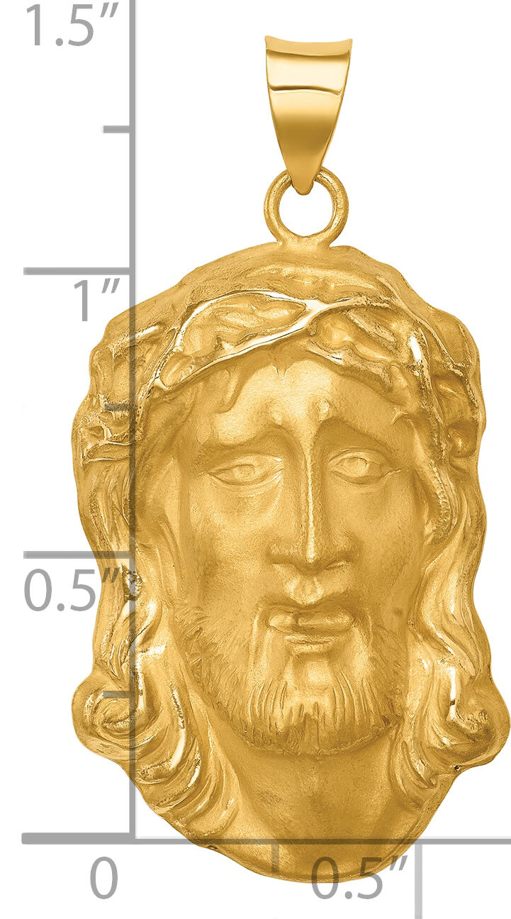 14k Hollow Polished/Satin Large Jesus Medal-XR1732