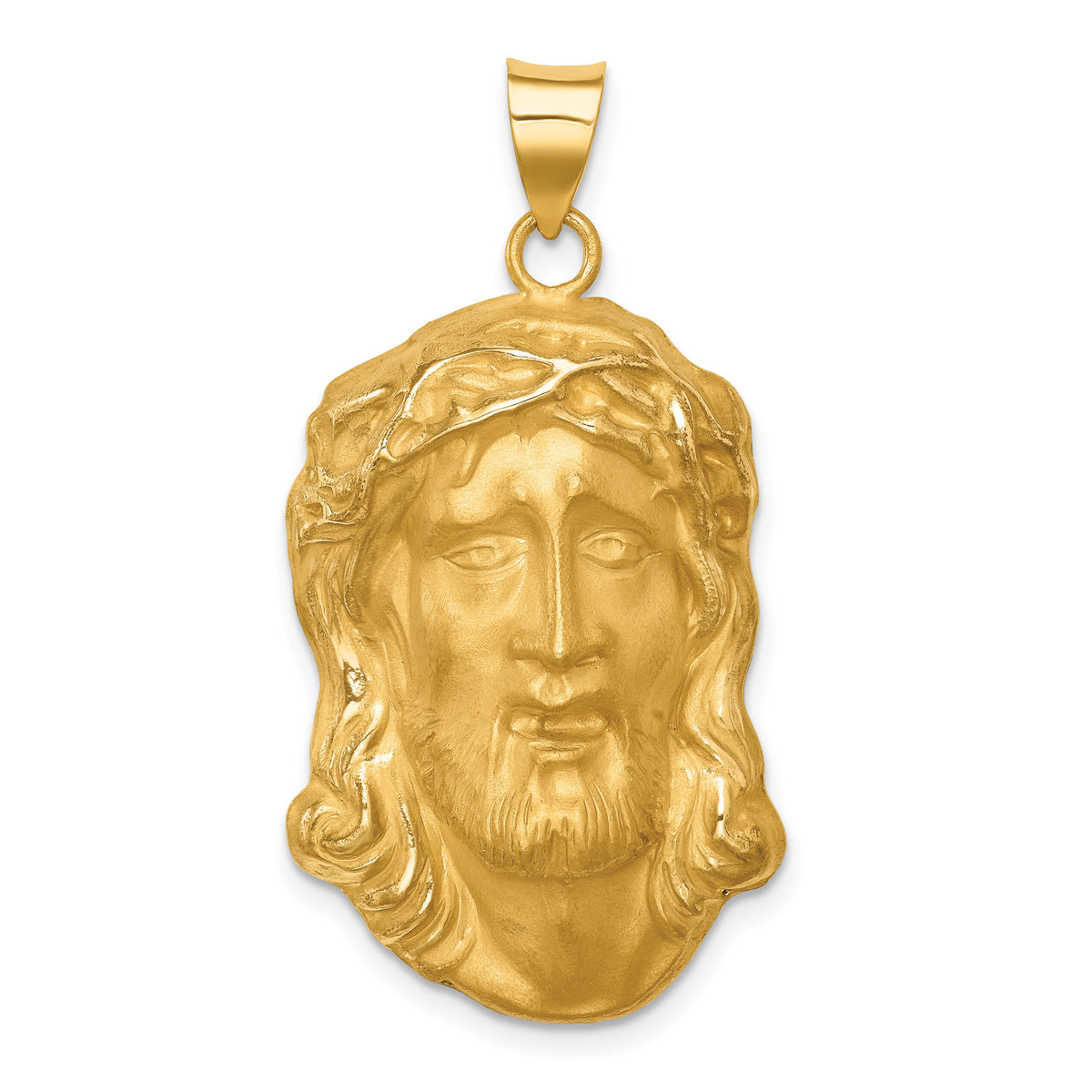 14k Hollow Polished/Satin Large Jesus Medal-XR1732