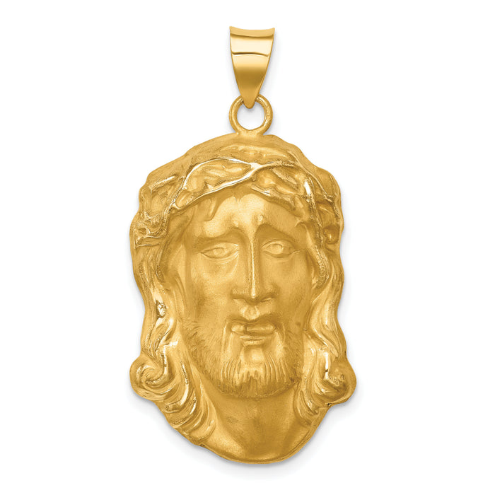 14k Hollow Polished/Satin Large Jesus Medal-XR1732