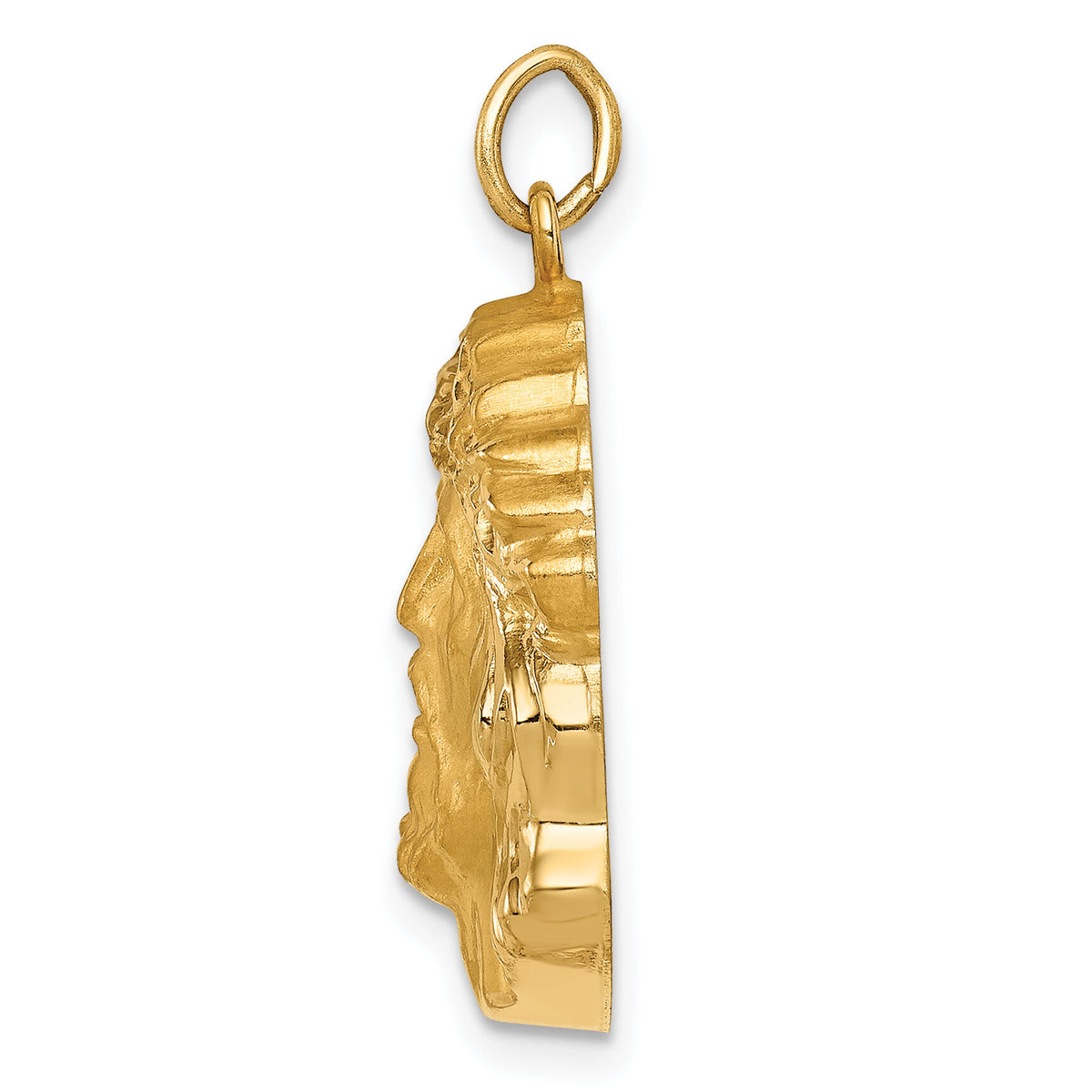 14k Hollow Polished/Satin Medium Jesus Medal-XR1735