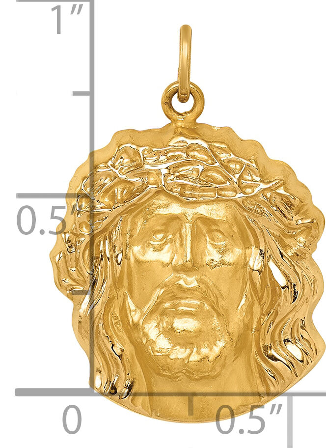 14k Hollow Polished/Satin Medium Jesus Medal-XR1735