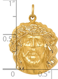 14k Hollow Polished/Satin Medium Jesus Medal-XR1735