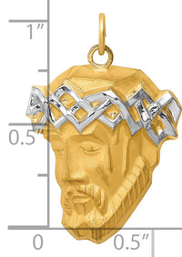 14K Hollow Polished/Satin w/Rhodium Large Jesus Medal-XR1736