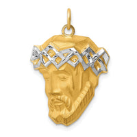 14K Hollow Polished/Satin w/Rhodium Large Jesus Medal-XR1736