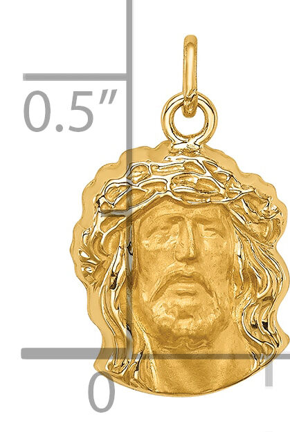 14k Hollow Polished/Satin Small Jesus Medal-XR1737